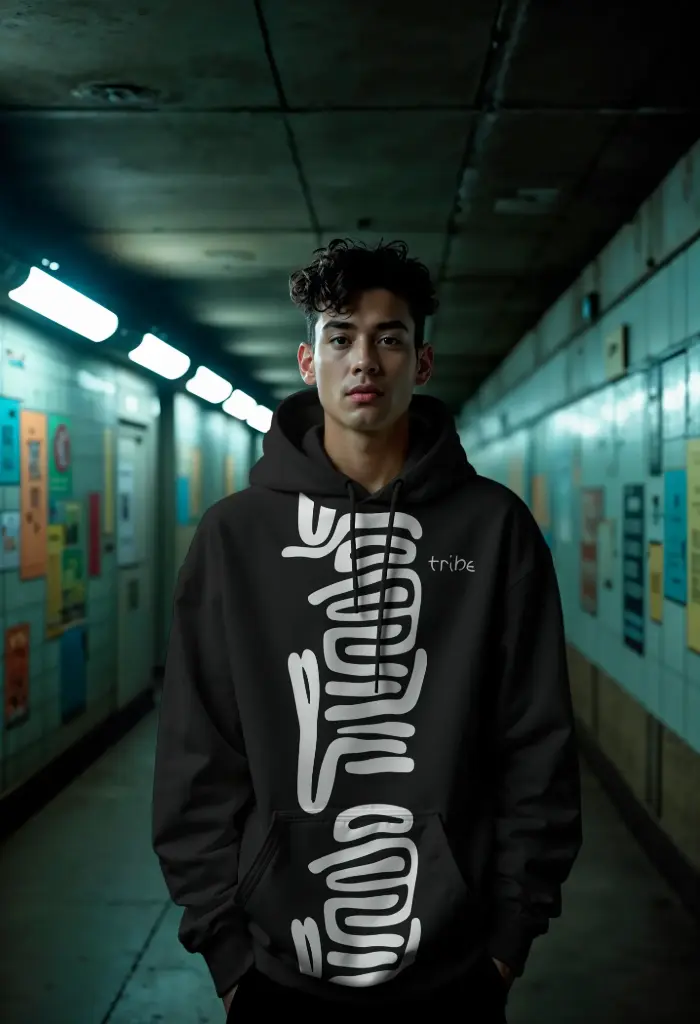 Echo Central Hoodie (Black hoodie with pattern at center – new name)